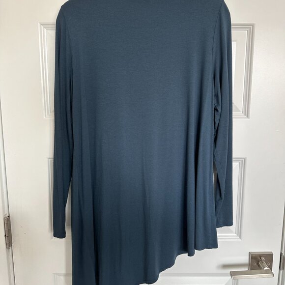 Eileen Risher Round Neck Lightweight Jersey Asymmetrical Hem Top - Picture 3 of 4